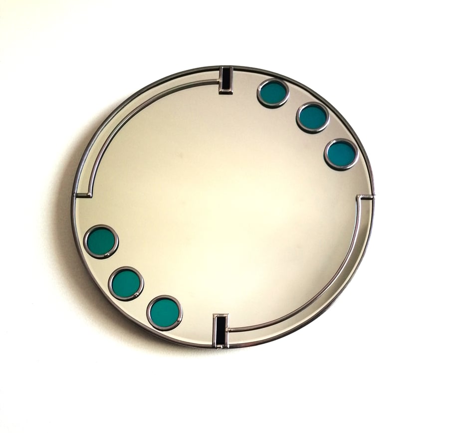Circles and Bars Art Deco Style Round Mirror