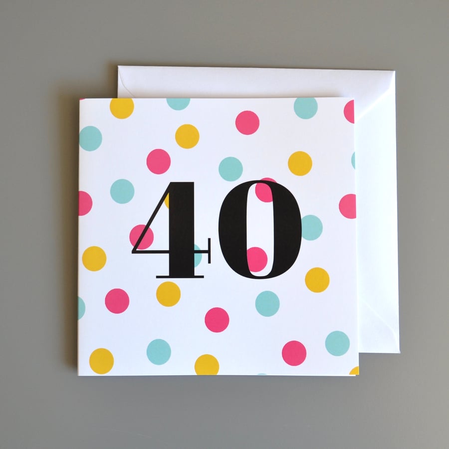 40th Birthday Card for Her -40 - Forty - Fortieth Birthday Card