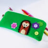 Pencil case, hedgehog design handmade by Lily Lily Handmade 