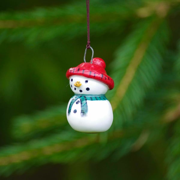 Snowman with Green Scarf and Red Hat - Decorations 