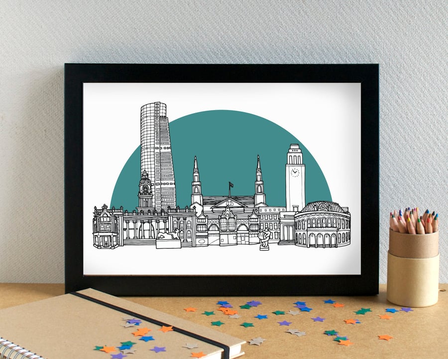 Leeds Skyline Art Print
