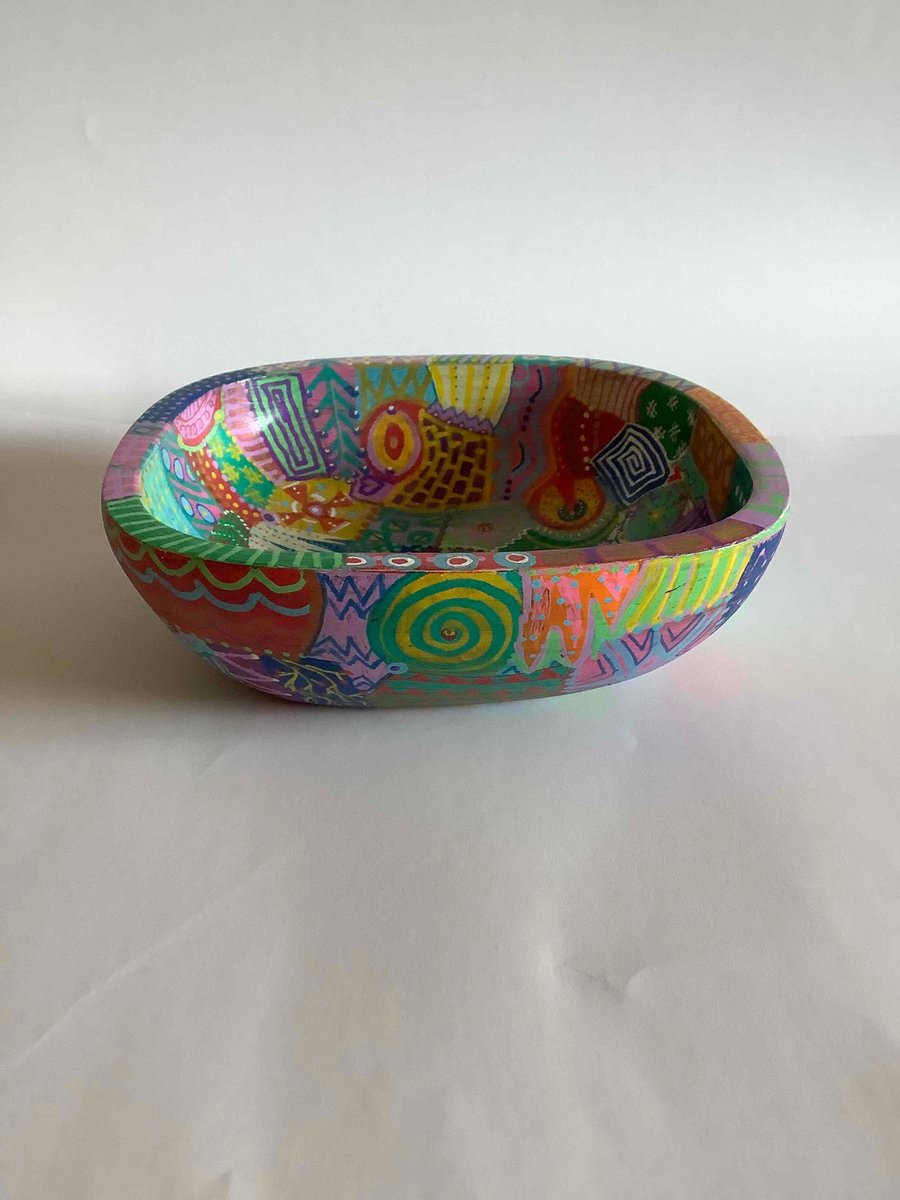 Abstract hand painted bowl