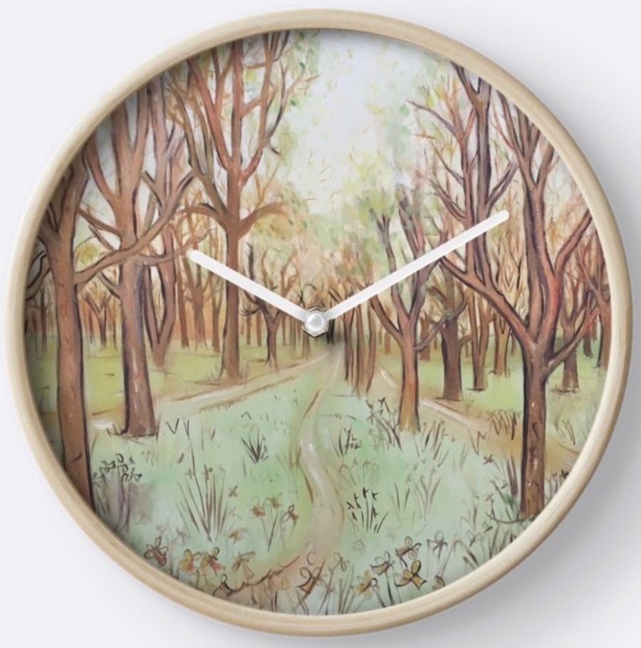 Beautiful Wall Clock Featuring The Painting ‘Pathway Through The Trees’