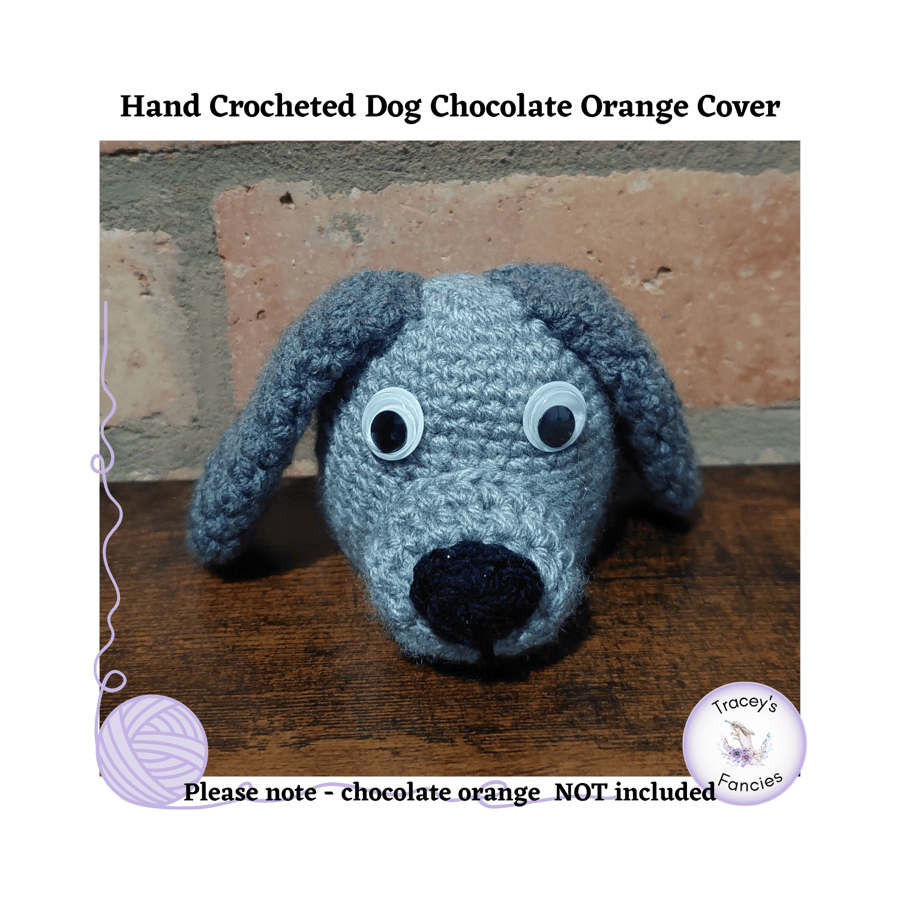 Hand crocheted dog chocolate orange cover - Chocolate NOT included