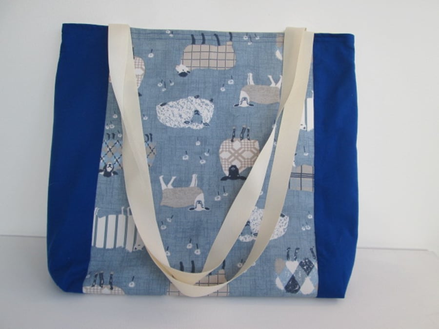 Blue sheep  tote bag