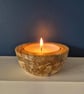 Woodturned tea-light holder, spaltic driftwood