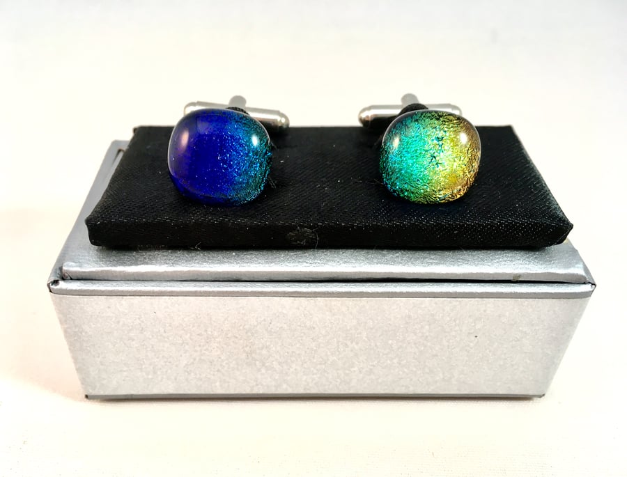 Spectrum Coloured Dichroic Glass Cuff Links