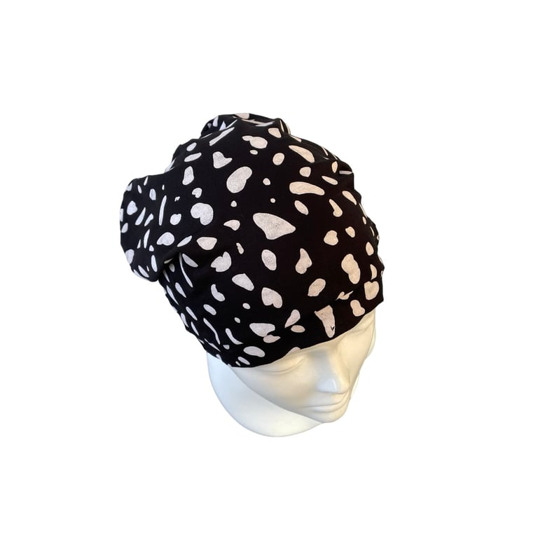 Beanie hat Soft slouchy black and white spring beanie cap Women hair loss