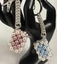 Cream & Pink Rectangle Crystal Pearl Handbag Charm, Chainmaille Chain & Keyring - Image 9