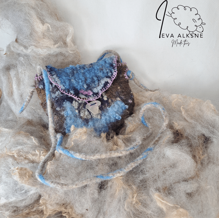 Small felt shoulder bag with a seaglass button Folksy