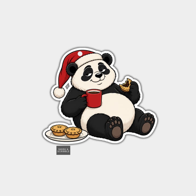 Unique Funny Christmas Gift Tags For Adults, 6pk - Panda & Mince Pies