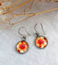 Poppy Dangle Earrings with Sterling Silver Ear Wire, Red Flowers Jewellery, Art 