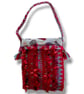 Destash Item - Handknitted Lined Red and Turquoise Bag