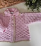 Baby Girl's Pink Hand Knitted Jacket & Booties Set 0-6 mths size  - Image 6