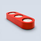 Red Triple Tealight Candle Holder Handmade Home Decor Gift
