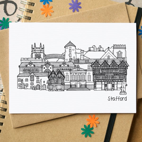 Stafford Skyline Greetings Card