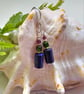 Lapis Lazuli, Chrome Diopside & Rhodanite Garnet Sterling Silver Earrings