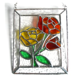 Roses Stained Glass Art Picture Suncatcher Handmade 