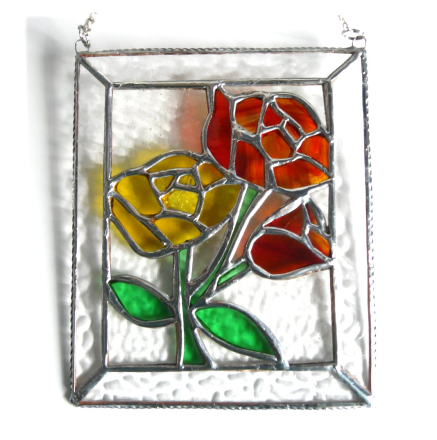 Roses Stained Glass Art Picture Suncatcher Handmade 