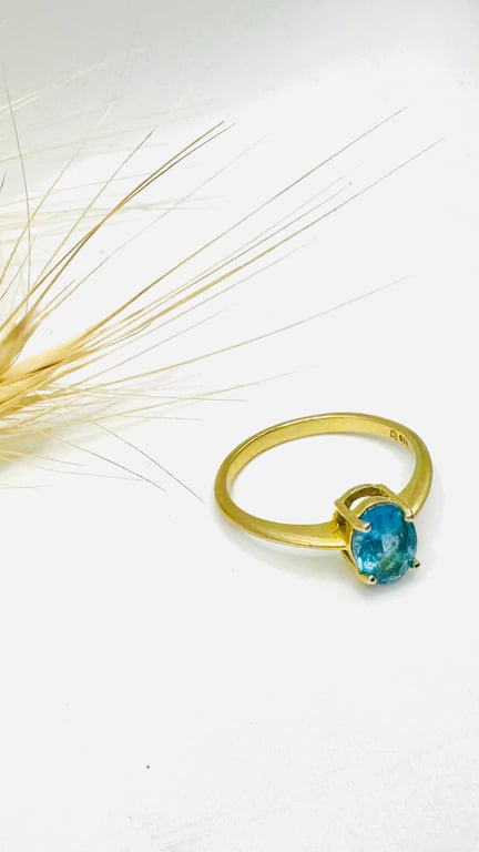 SkyFire - Gold, Silver and Swiss Blue Topaz Ring