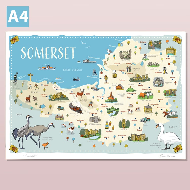 Somerset map poster A4
