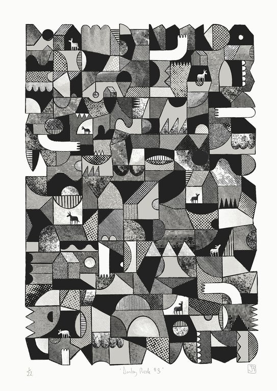 Donkey Puzzle No.3 A2 two-colour screen-print