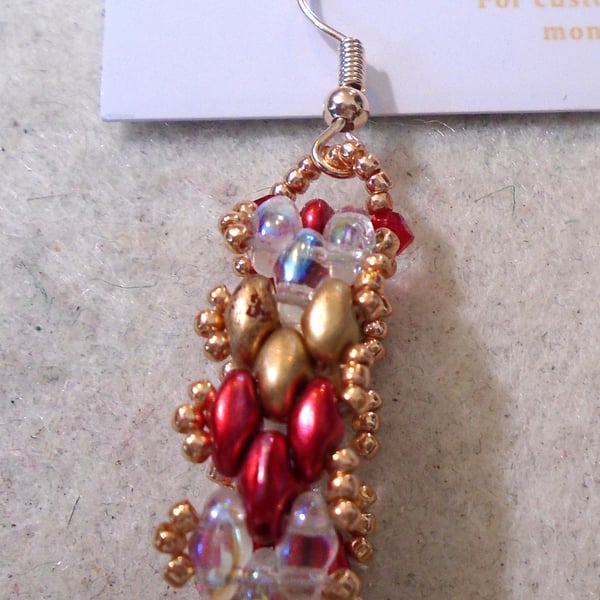 Brickwork-pattern bead earrings (customisable)