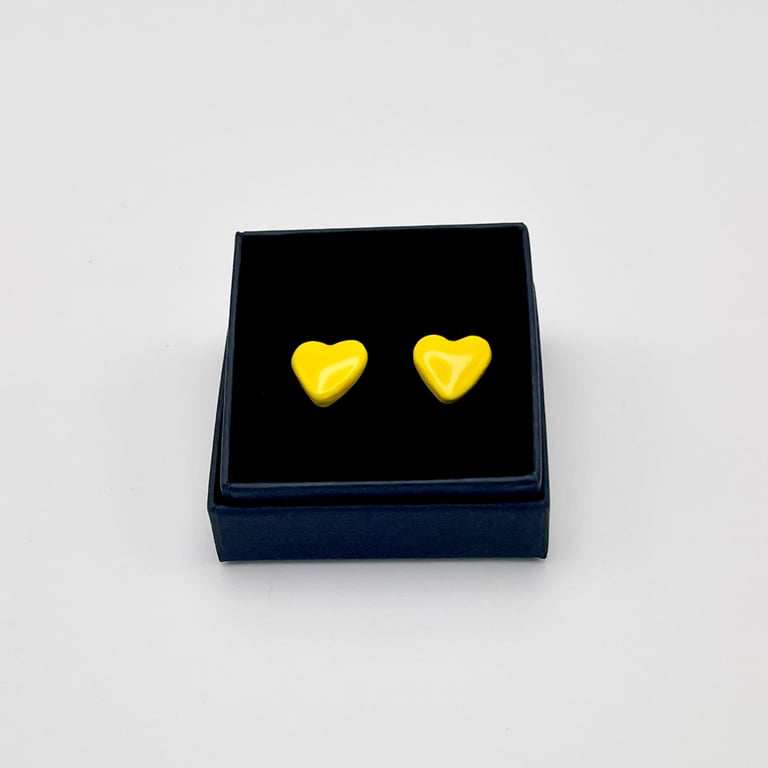 NEW! Sunshine yellow porcelain sweetheart stud earrings