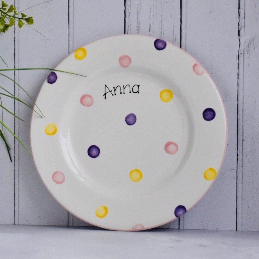 Personalised Spotty Dotty Dinner Plate