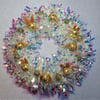 Christmas Wreath Tinsel with Bunny Rabbit Hand Painted Bauble Heads Pearl Gold