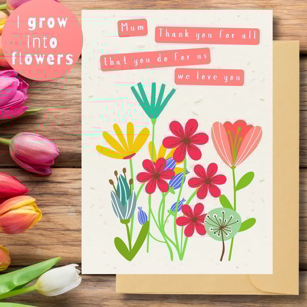 Plantable Mother's Day Card Card, Wildflower Seed Paper, Ecofriendly