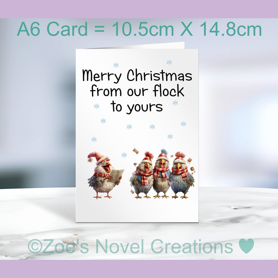 Chicken Choir Christmas Card A6 10.5cm x 14.8cm