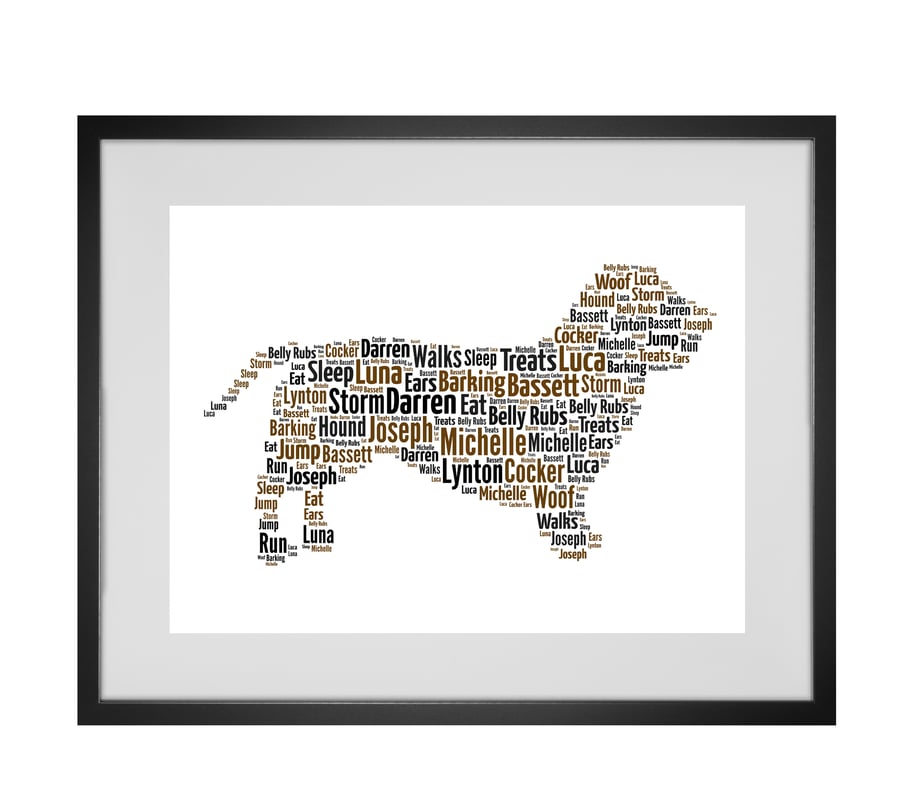 Personalised Basset Hound Dog Design Word Art Gifts 