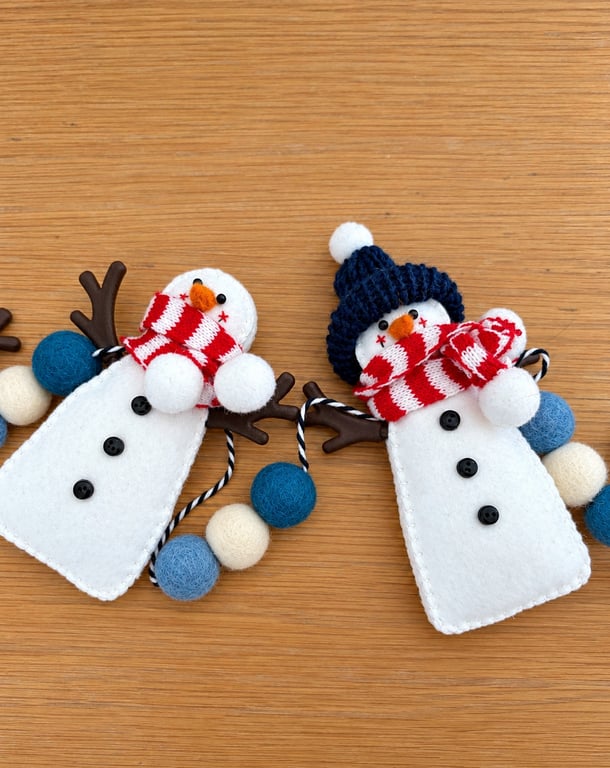 Handmade Christmas Snowman Garland 