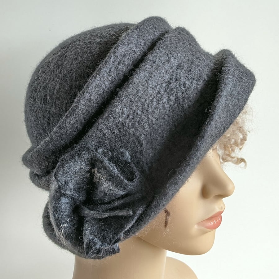 Pewter grey felted wool hat - homage to Downton!