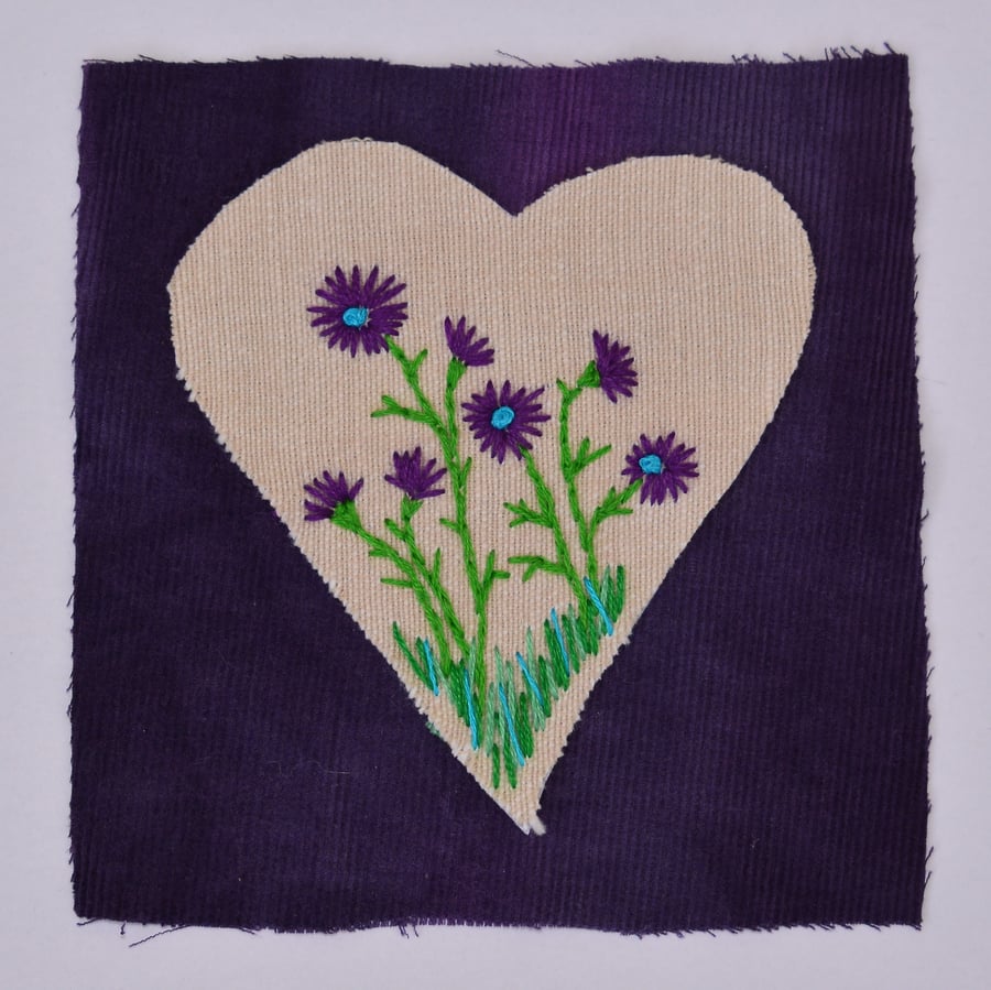 Hand embroidered heart picture