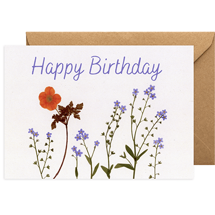 Floral Happy Birthday Card - Forget Me Nots