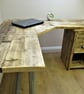 Rustic Desk Corner Two board Mitre Desk with under desk Cupboard, Storage Unit T - Image 6
