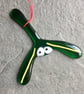 Tipsy mistletoe fused glass hanging decoration Christmas tree - Kissy Kissy! - Image 1