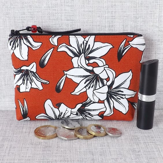 Coin purse, make up bag, lilies