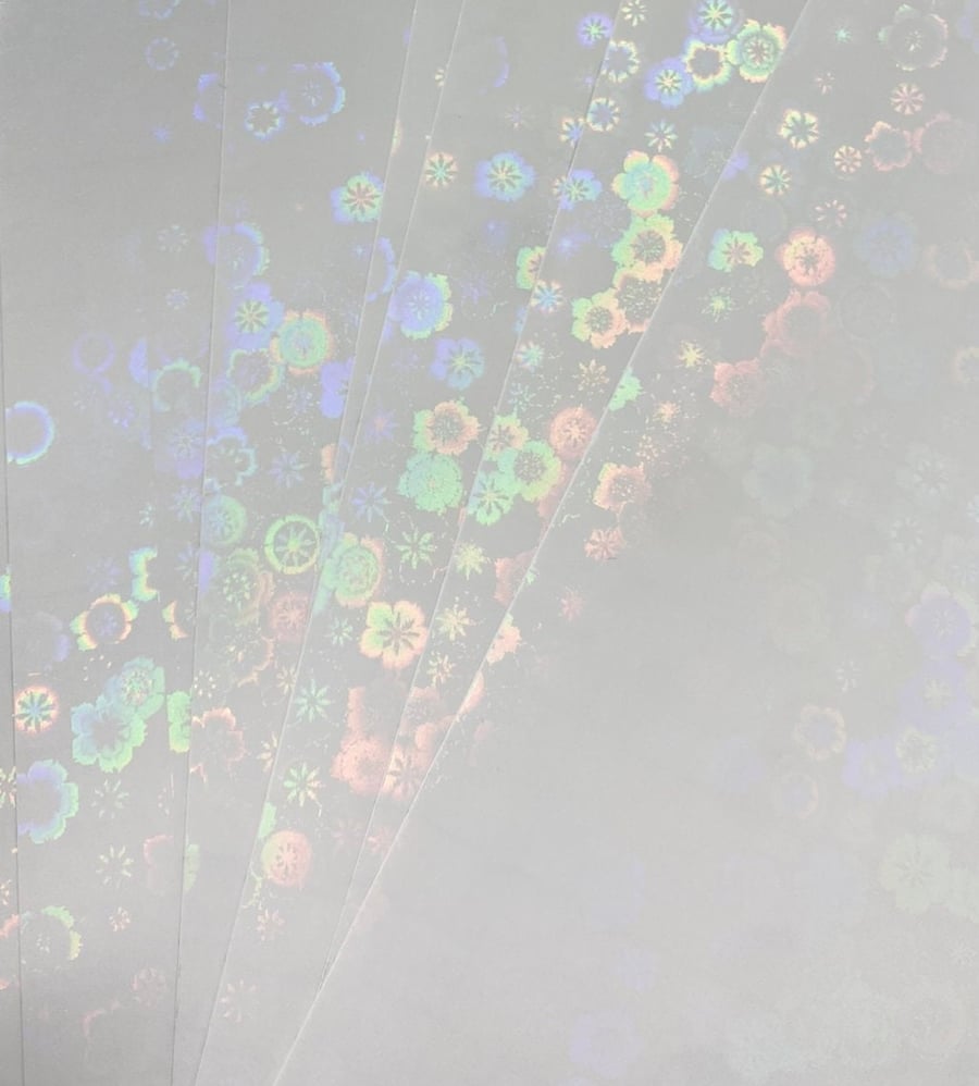10 Sheets Self Adhesive Flower Transparent Holographic Vinyl Overlay Sheets Stic