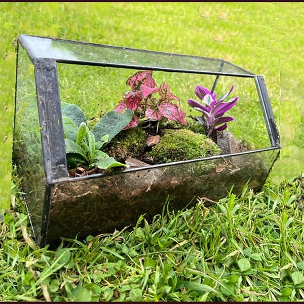 glass windowsill planter, with sliding front panel
