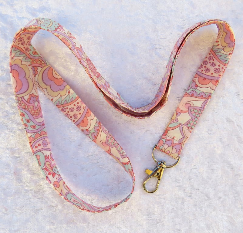 Liberty Tana Lawn lanyard, with swivel lobster clip, paisley