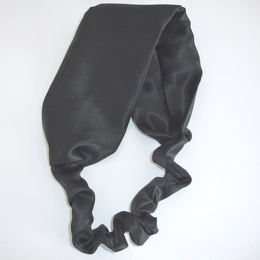 Silk Headband Black Mulberry Silk Hairband Elasticated