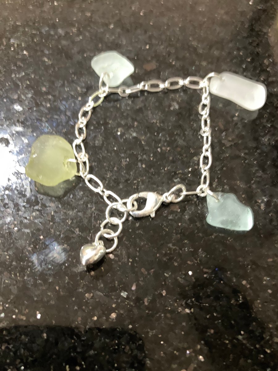 Silver plate and seaglass bracelet 