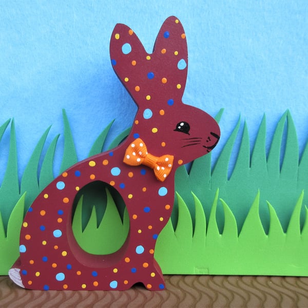 Easter Bunny Chocolate Egg Holder Wooden Hand Painted Gift