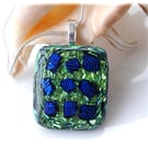 Luxury Fused Dichroic Glass Pendant P015 Silver plated chain