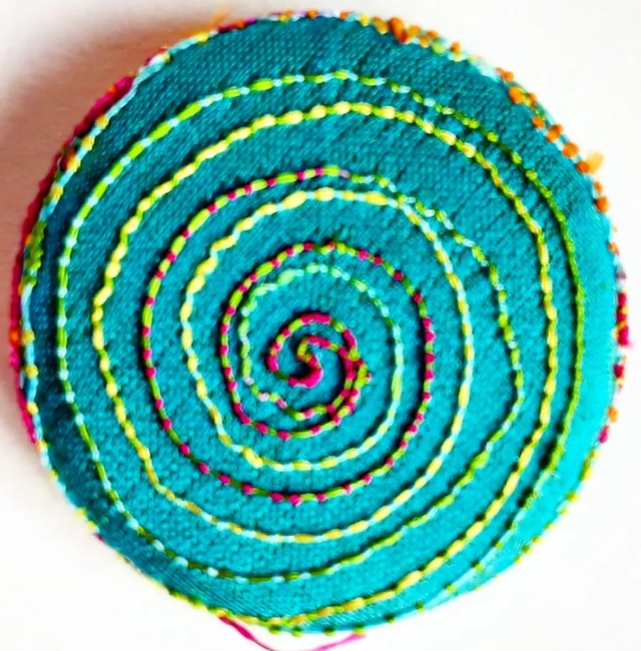 Buttons 1 inch button Hand Dyed Silks and Cottons Free Machine Embroidery Button