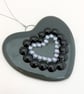 Perfectly Imperfect - Black and Silver Heart - Handmade Glass Suncatcher - Image 2