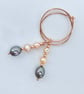 Freshwater Pearl & Rose Vermeil Hoop Earrings, June Birthday, 30th Anniversary - Image 7